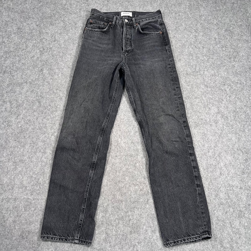 AGoldE‎ Tar Black Wash Denim 90's Mid Rise Straight Leg Jeans Women's Size 22